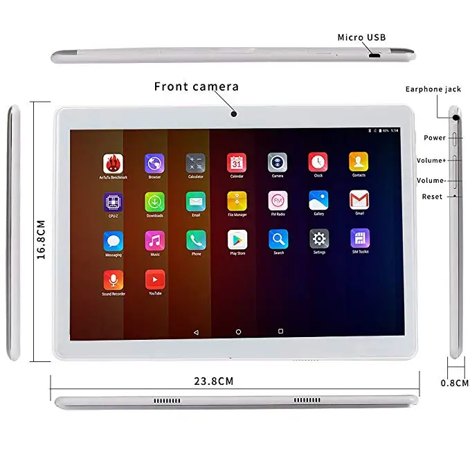 
Customize 10 inch android tablets MTK6580 Quad Core 3G Wifi GPS Android 6.0 Tablet PC 