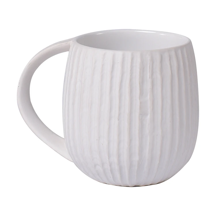 Vertical stripes fluted design restaurant ware  ceramic coffee mugs / home goods porcelain mug