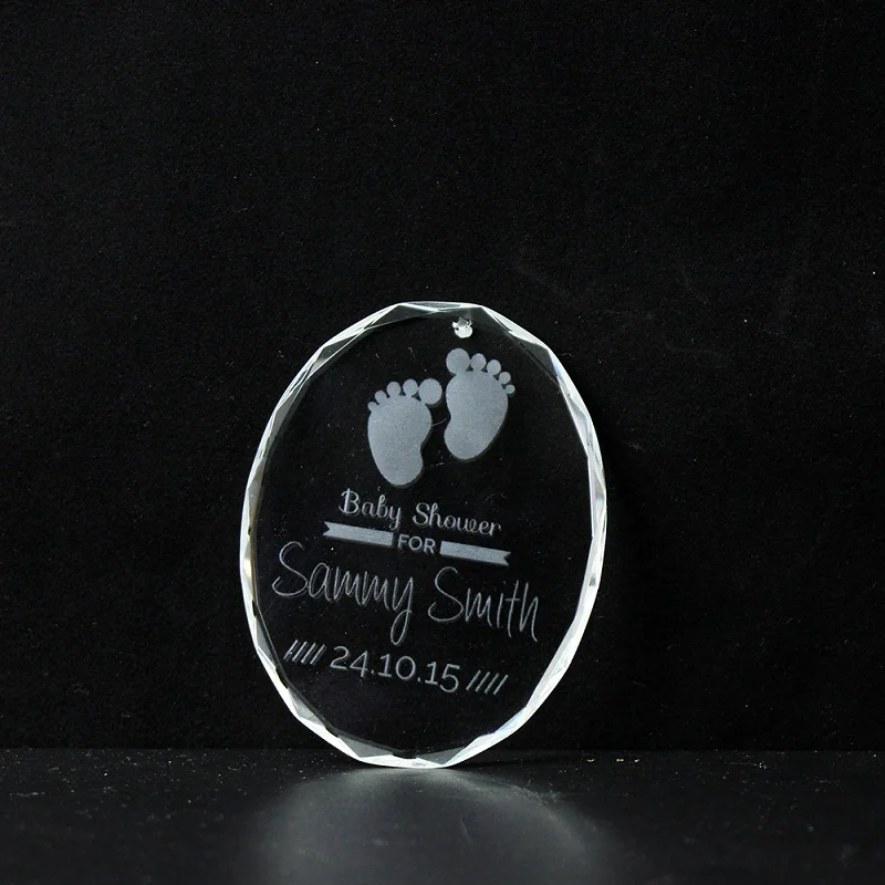 Popular Crystal Baby Shower Party Favors Glass Baby Footprint For Born Souvenirs