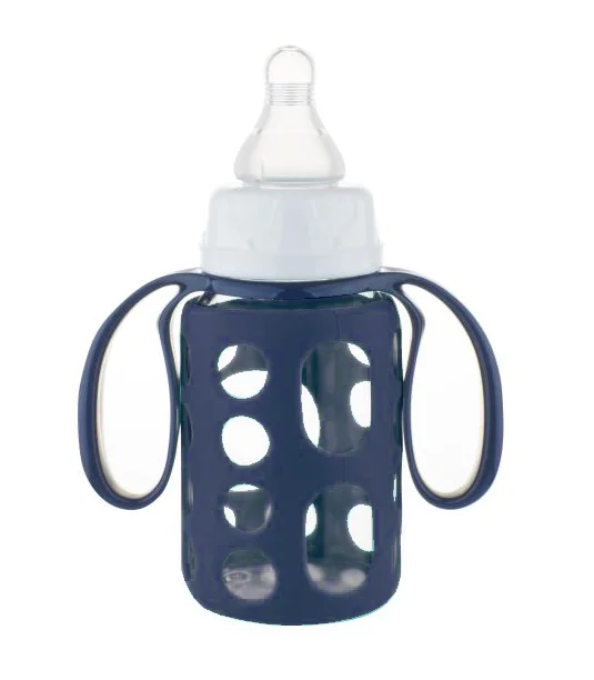 BPA FREE 120ml 4oz high borosilicate glass baby feeding bottle with silicon cover