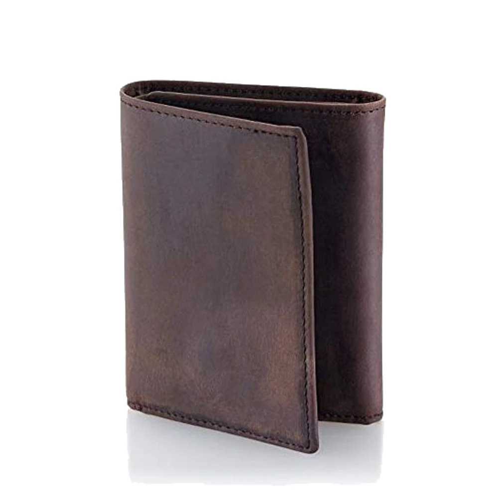 Tri-fold Vintage Men Leather Wallet OEM Handmade Leather Wallet