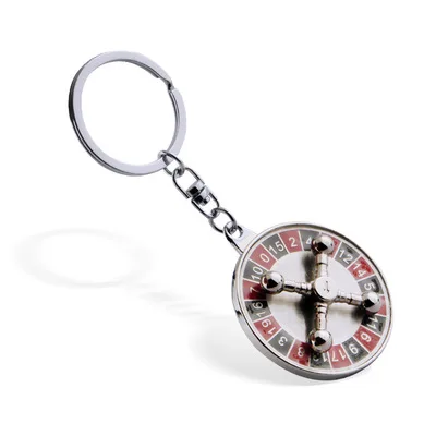 Custom Stainless Steel turntable steering wheel compass keychain