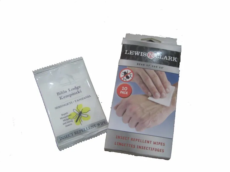 anti-insect wipes with active constituent citronella oil OEM factory anti-mosquito organic wet tissues in single sachet