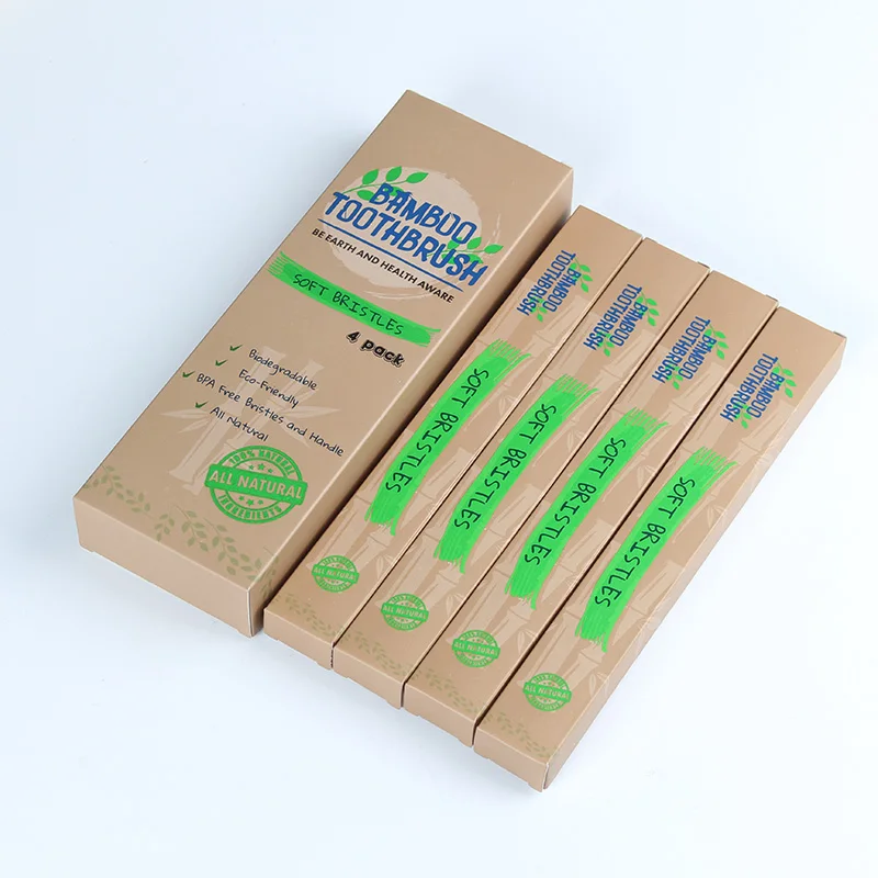 2022 Amazon hot sells Soft Bristle Type and Adult Age Group bamboo charcoal toothbrush pack of 4 set