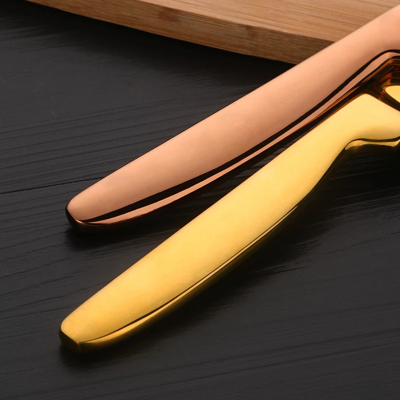 
Multi-purpose colorful stainless steel rose gold plated fruit cheese knife set 