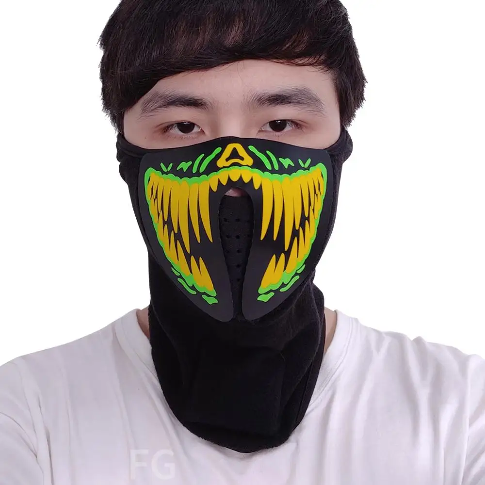 Halloween Mask Music LED Light Up carnival Mask Sound Activation Flashing Luminous Cool Party Mask