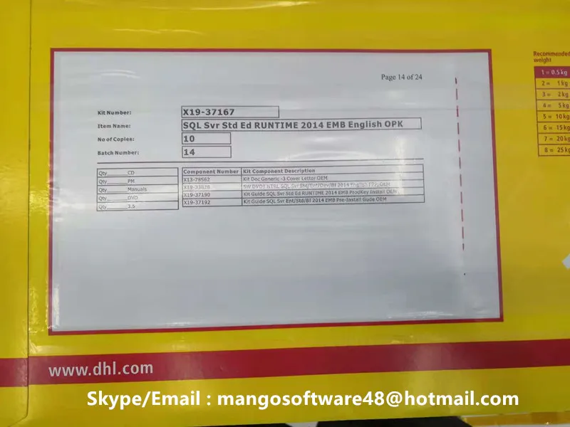 
Original OEM Microsoft SQL Server 2014 Standard English OPK 64bit DVD Online Activation 