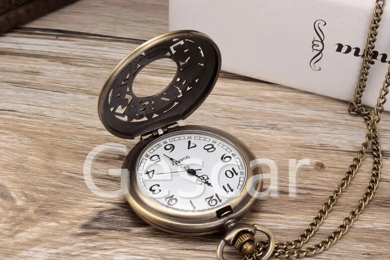 
Cheap Chain watches vintage new style pocket watch hollow out visible quartz pocket watch 