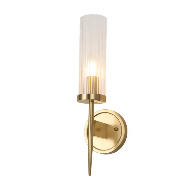 industrial modern fancry brass bed wall sconce lamp indoor led glass bedside wall light fixture
