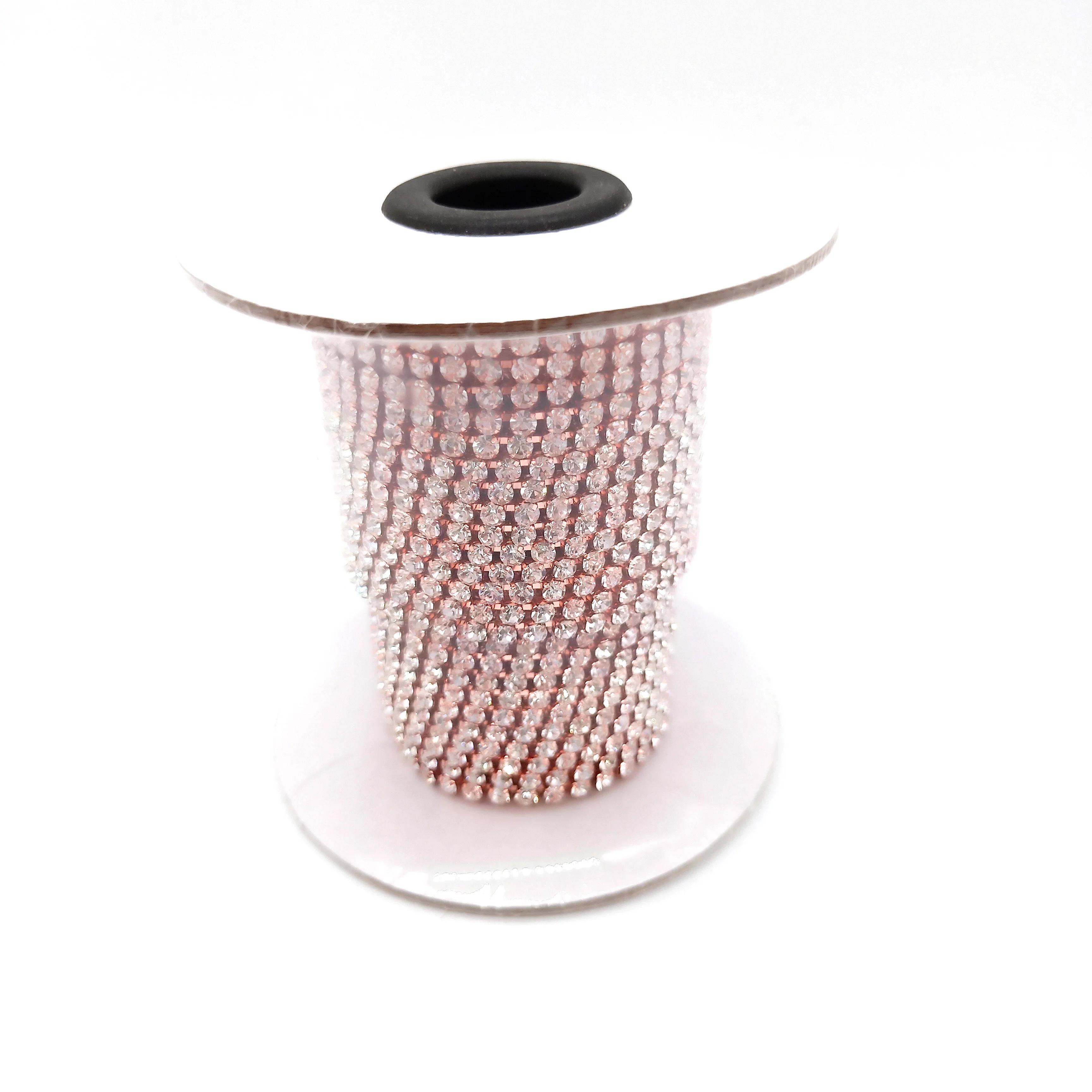 Wholesale Rose Gold Metal Cup Crystal Rhinestone Trimming SS12 Rhinestone Cup Chain for Garment