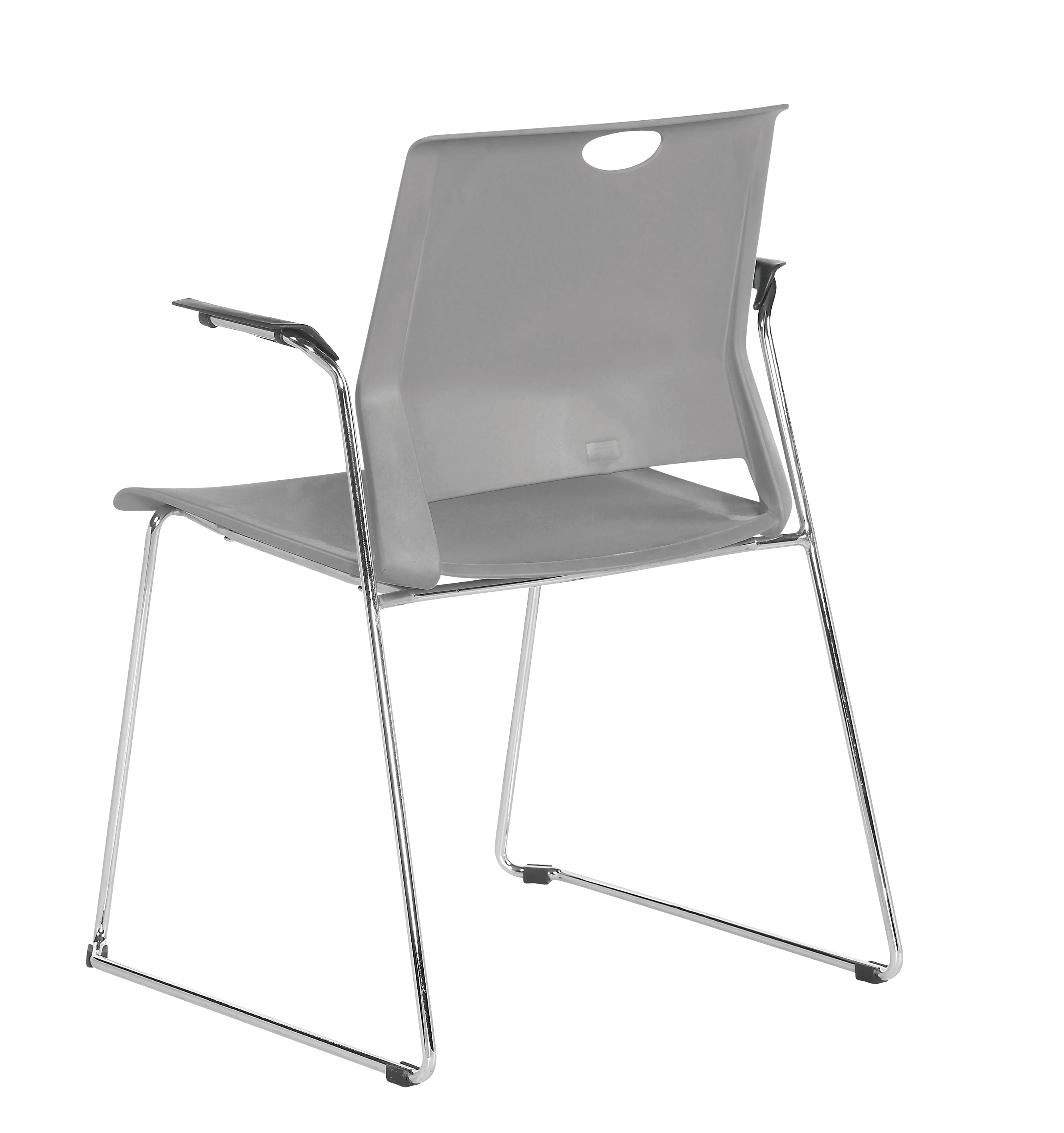 Stackable conference plastic in chrome frame visitor meet training chair with armrest