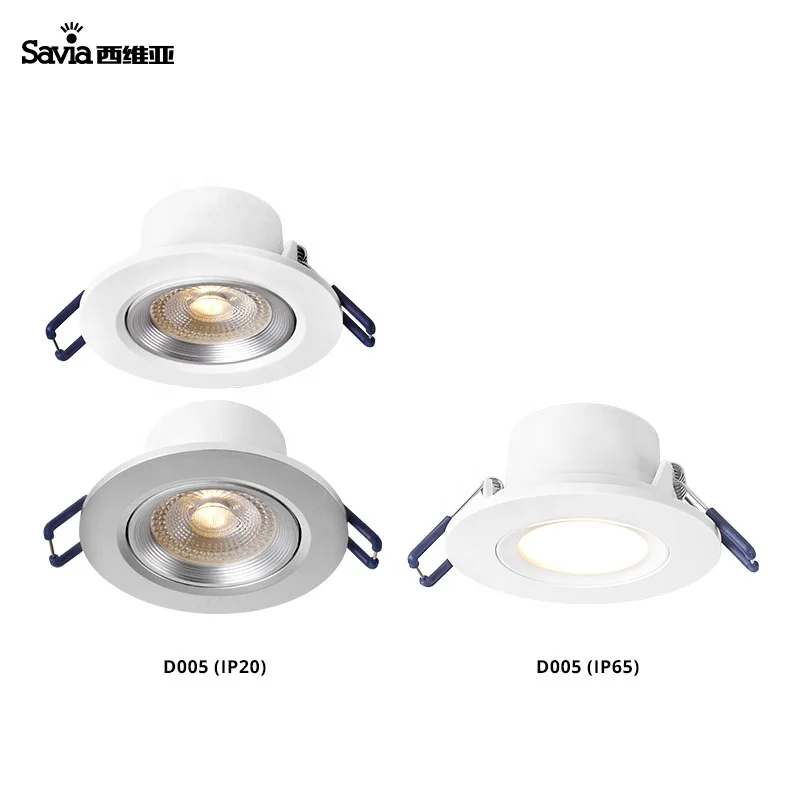 
Savia round recessed ceiling light 220-240V LED 5W IP65 waterproof plastic downlight for bathroom/kitchen living room 