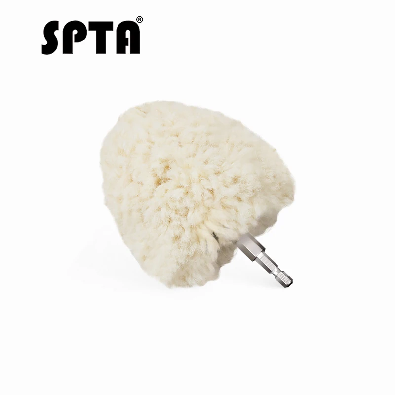 Полировальная Подушка SPTA из натуральной шерсти, 4 дюйма (100 мм), с шариковым напылением, с шестигранным хвостовиком, для электродрели/ударного привода, для высокоскоростного полировального станка