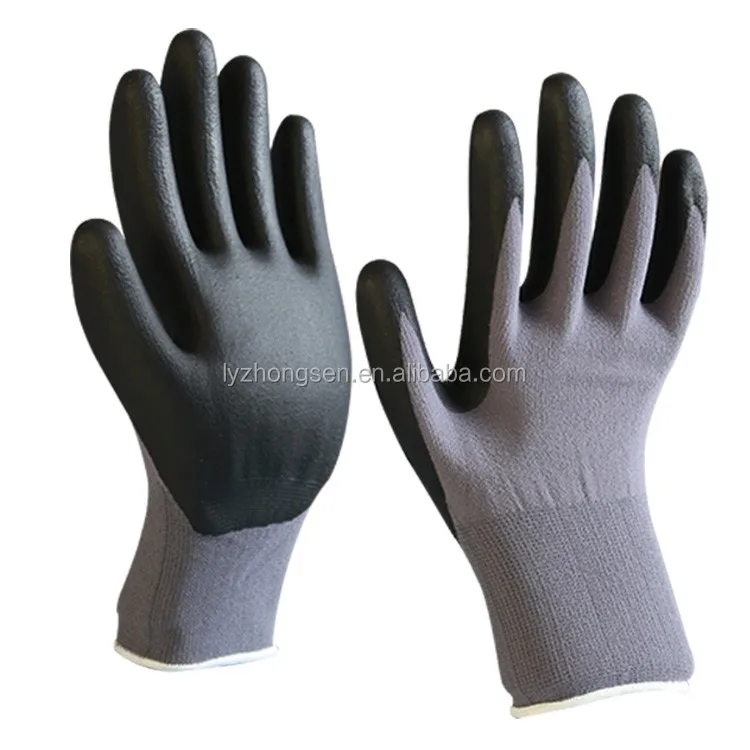 15 Gauge spandex shell working gloves coated with mirco foaming nitrile palm,water washed finish