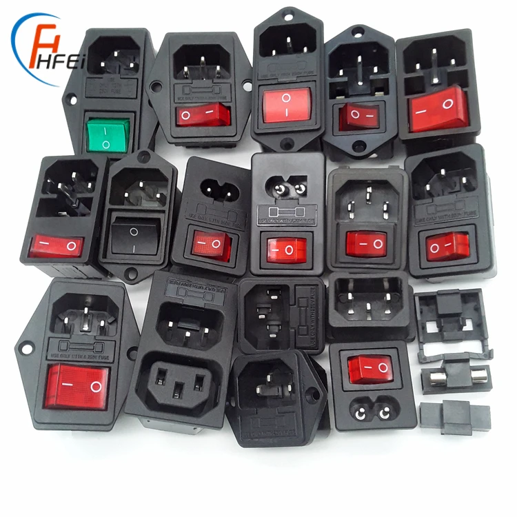 Hot sell ac power inlet connector C13 and C14 ac socket plug with fuse 3 pins plug socket