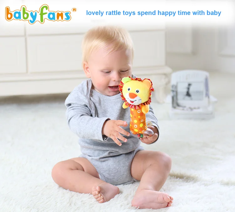 new born Baby rattle toys babyfans 2021 stuffed animal hand bell for kids educational infant toys