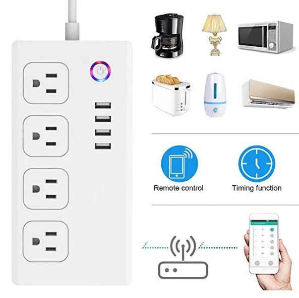 Устройство защиты от перенапряжения нам WiFi смарт-удлинитель с 4 розетками переменного тока и usb-порта поддержка Alexa Google Home IFTTT
