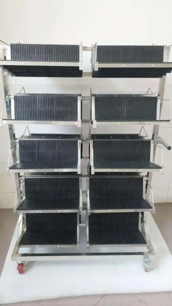 High Quality Stainless Steel Antistatic Turnove hanging basket ESD SMT PCB Reel Storage Trolley Cart with hanging racks