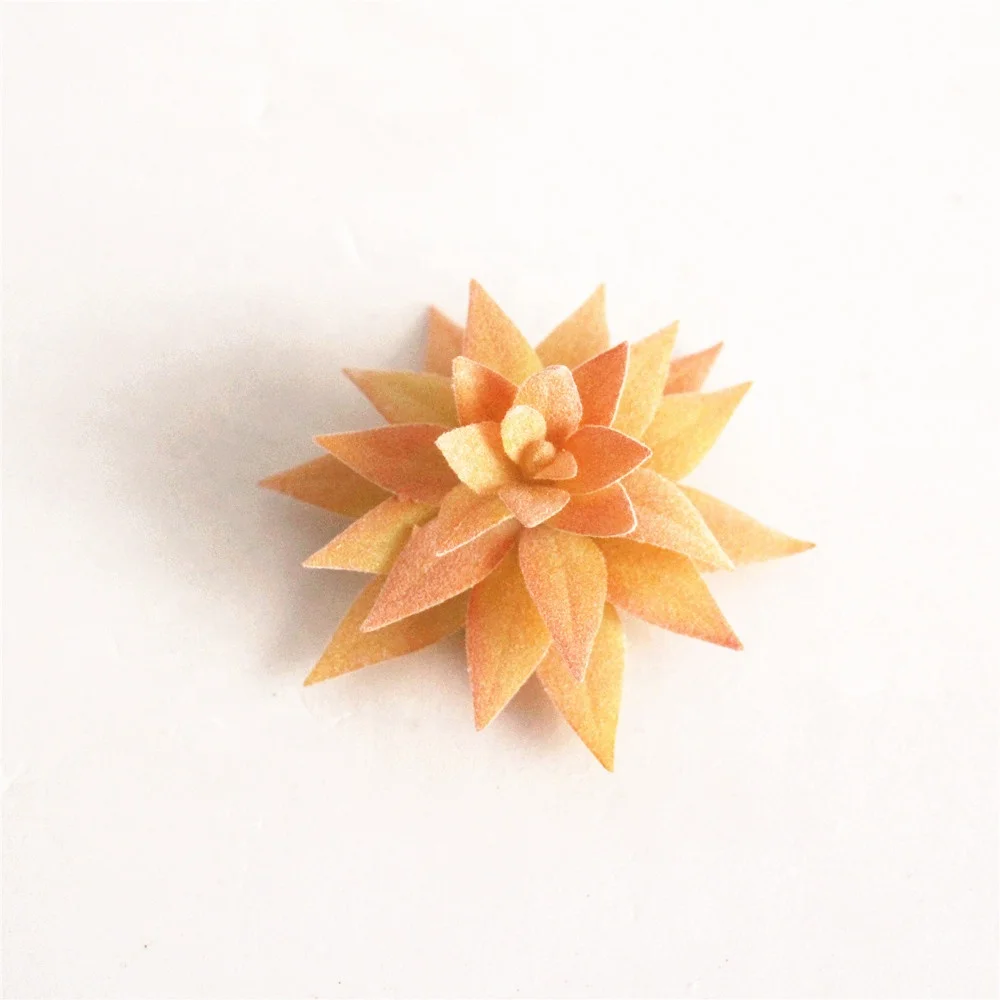 DIY Yellow colorful Flocking artificial flower heads Artificial succulent