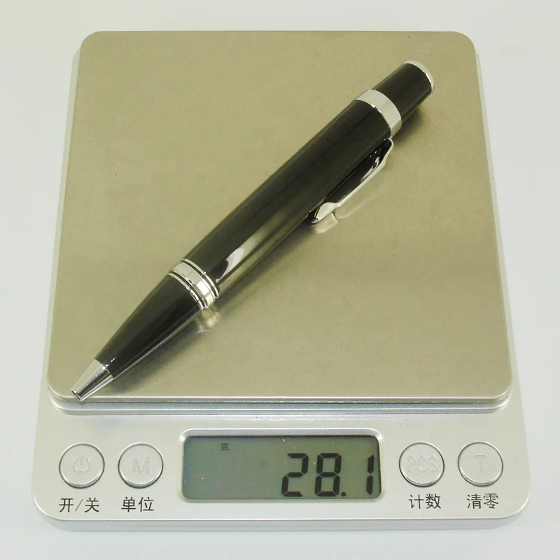 ACMECN Mini Black Lacquer Ball Pen Silver Trim Twist Mechanical Metal Refill Famous Brand MB Style Ballpoint Pen for Unisex Gift