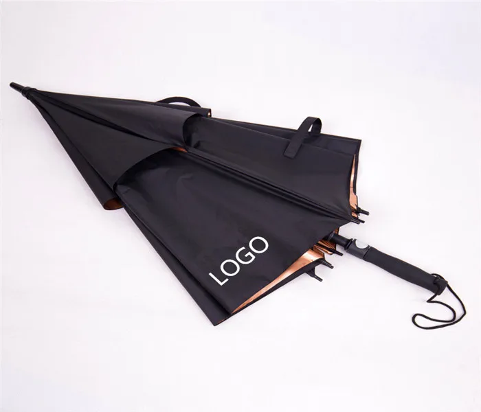 Custom Logo 30 Inch Polyester Double Lawyer Straight Golf Umbrella With EVA Handle