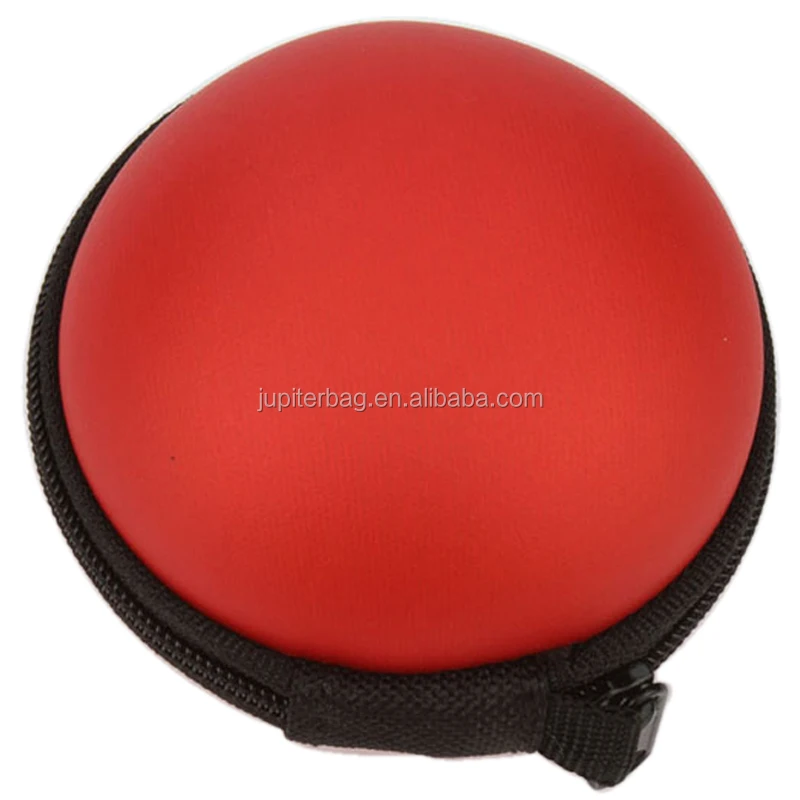 personalized red ball shape eva leather shockproof earphone earset earbud hard case