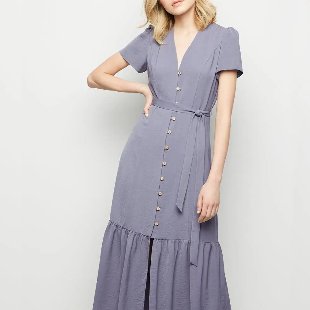 Wrap Factory short sleeve clothes Casual fit women dress model with button Dresses 2020