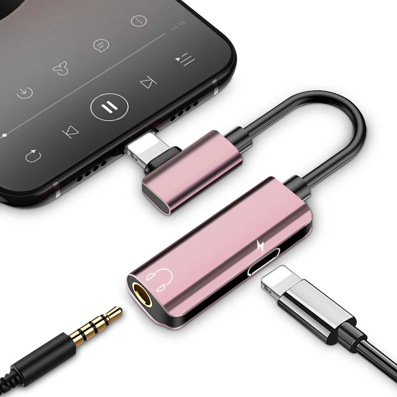 
High quality aluminum alloy phone aux cable 12cm double jack audio cable adapter for iphone adapter cable 