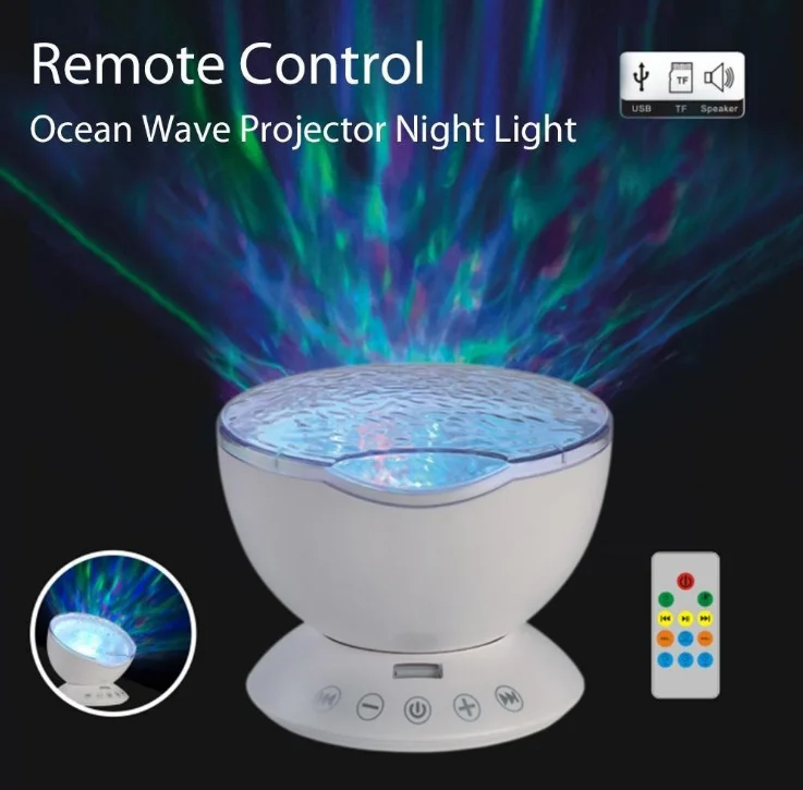 
Ocean wave night light projector remote control LED night light lighting 
