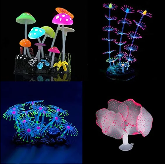 Aquarium Decorations Glowing Mushroom Glowing Coral Ornaments for Fish Tank Decorations