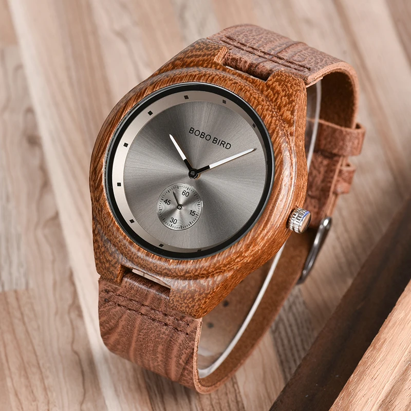 BOBO BIRD sample design Wood Watch Logo with Genuine leather Quartz Watch