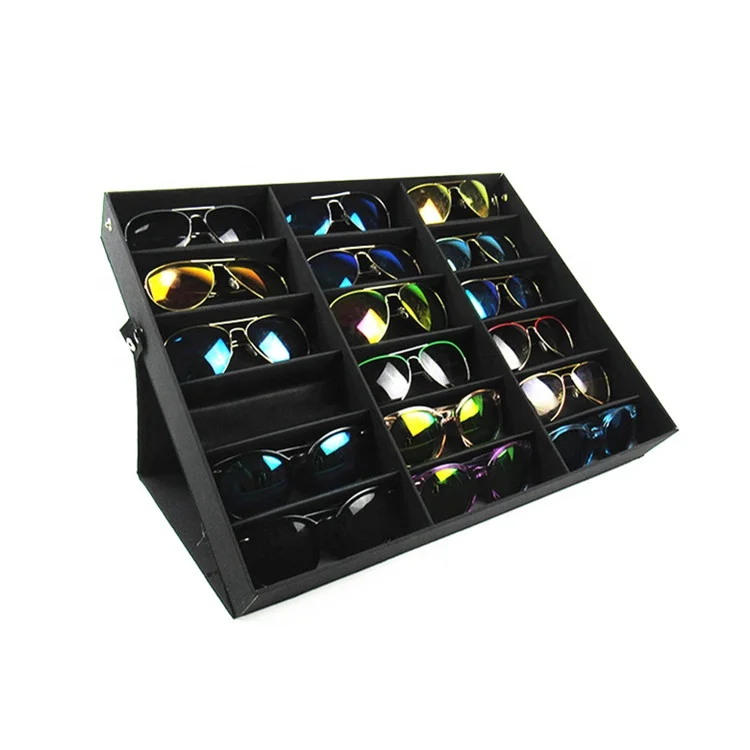 18 slot leather sunglasses eyewear glasses display stand for sunglasses