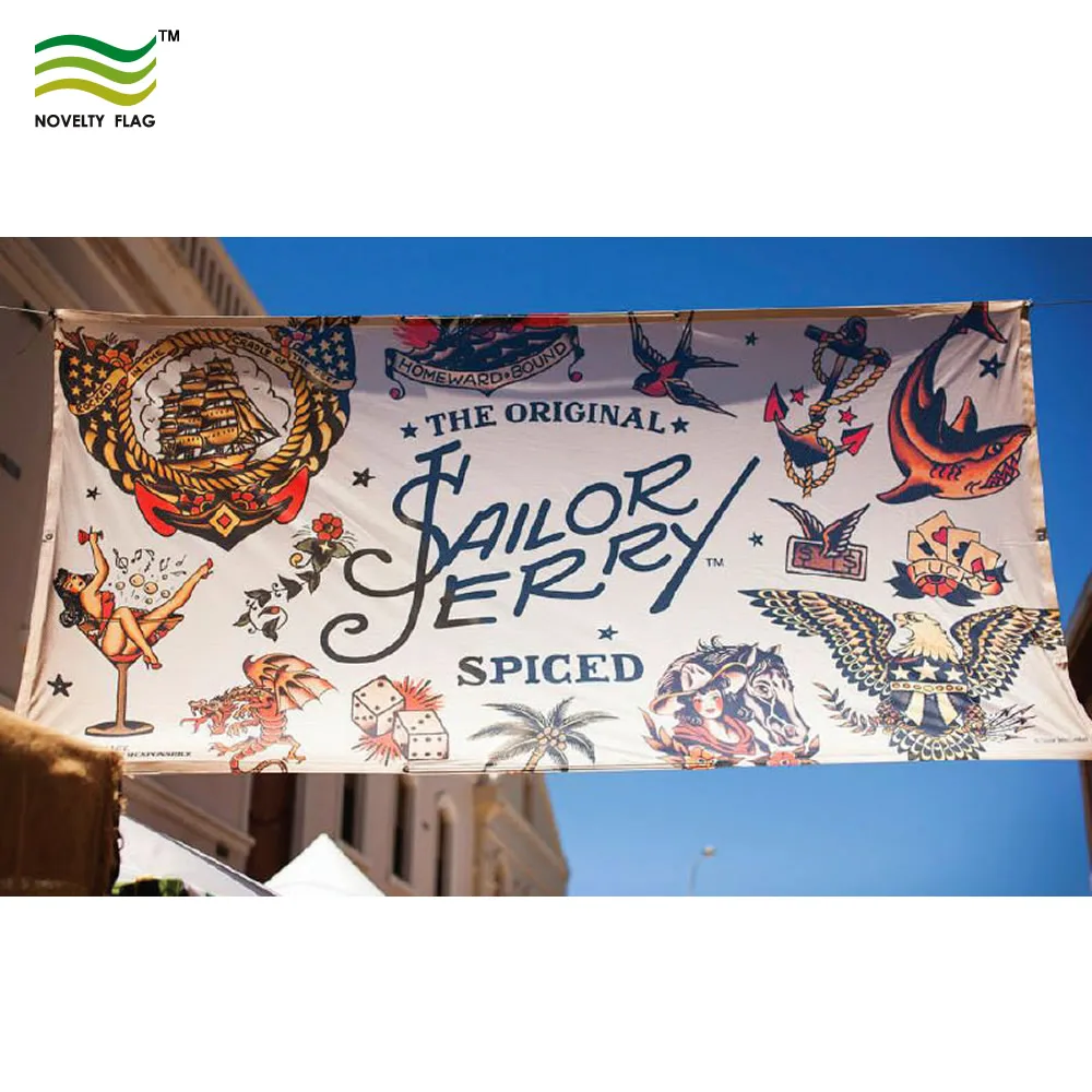 Custom printing flag Wind Resistant Fence Party Outdoor Advertising Air Mesh Polyester Hang Banner