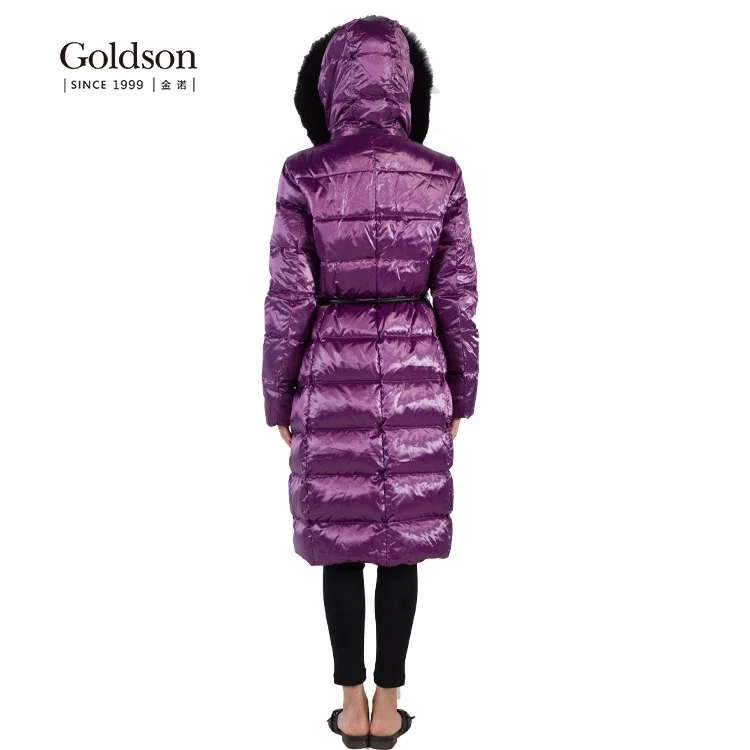 Shiny female fashion puffer jacket real fox fur winter down coat for women