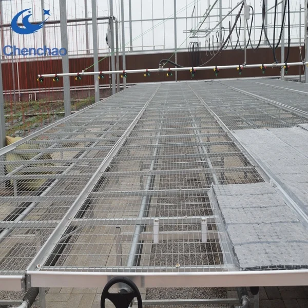 agricultural greenhouse equipment welded mesh movable seedbed table