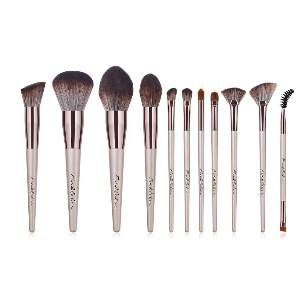 PU bag makeup brush 11pcs silver color black paper box packaging brush 11pcs cosmetic brush Stock now