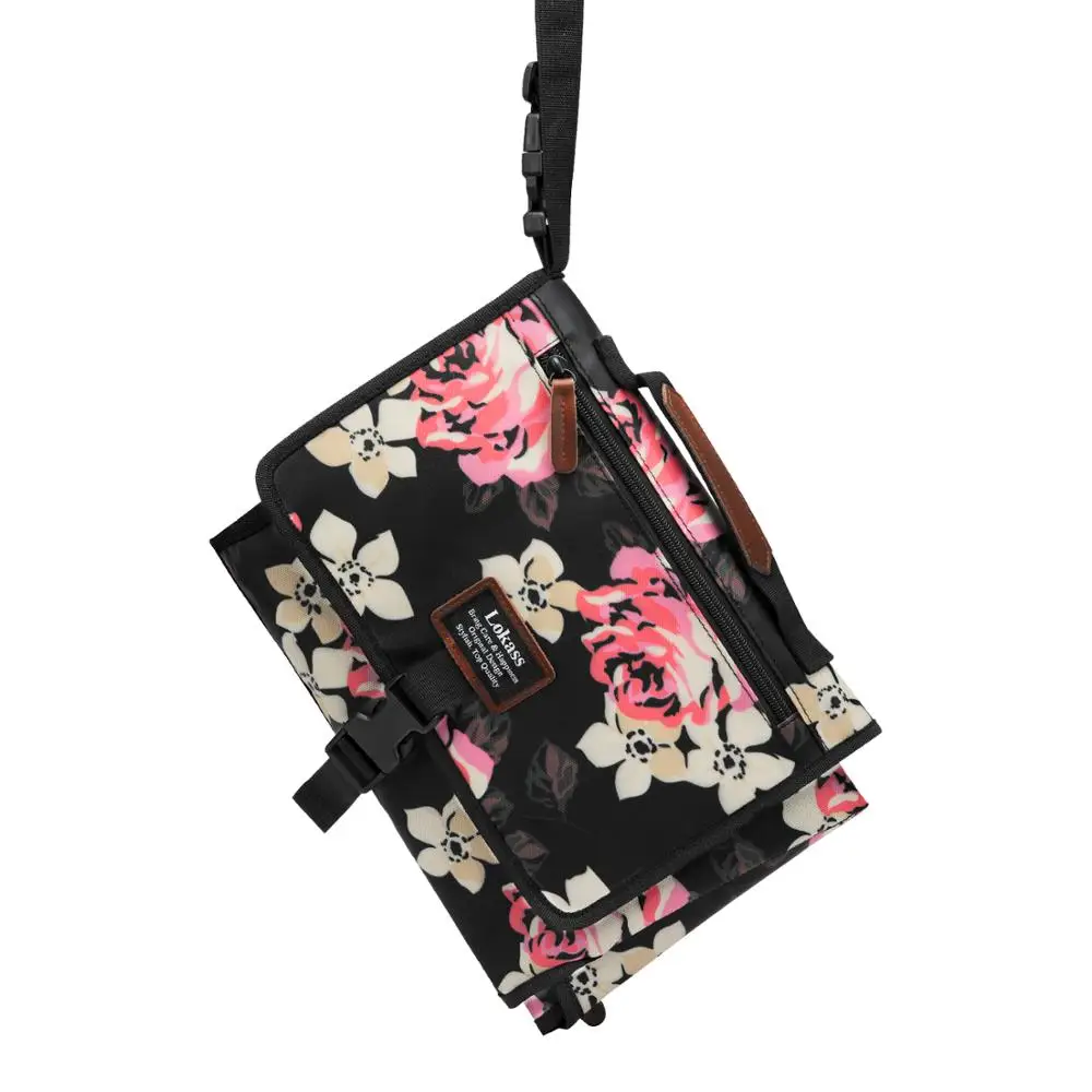 LOKass портативная детская пеленка легкая Цветочная сумка для подгузников клатч Детская сумка с ремешком для коляски для мамы