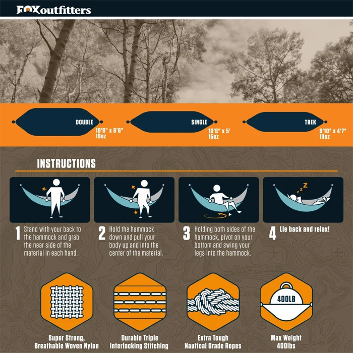 Camping portable hammock parachute camping, lightweight nylon colorful parachute crib hammock