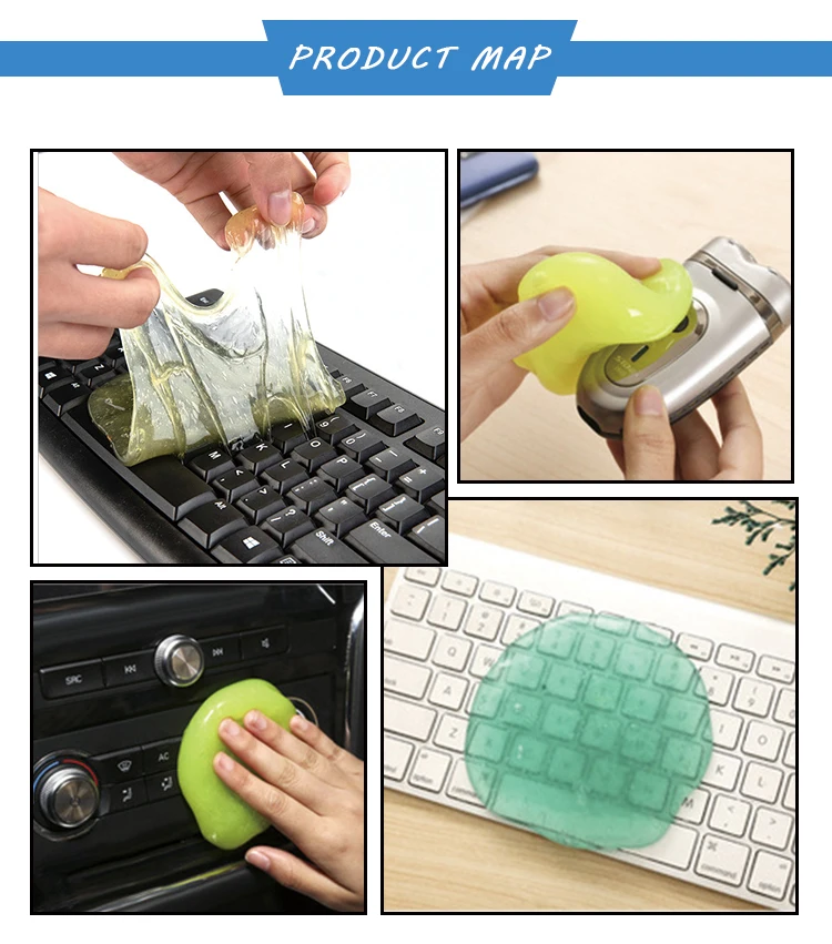 
Wholesale Keyboard Car Cleaning Slime Super Soft Crystal Sticky Dust Cleaning Glue Gel Gum Cleaning Slime 