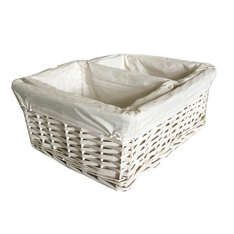 Willow Woven Cube Rattan Storage Basket With Lids Lining Bin For Laundry Clothes Closet Cabinet