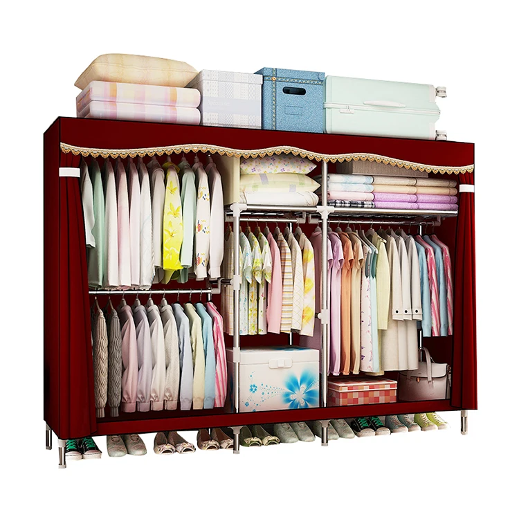 
2019 Hot Selling Home Furniture Large size Cloth Fabric Wardrobe For Bedroom Folding Portable 666 