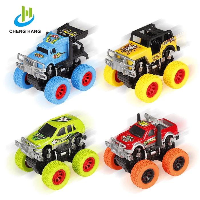 
wholesale truck diecast model games cars kids 4WD Color Wheel Friction Plastic Off Road scooter mini vintage Trucks toy push car 