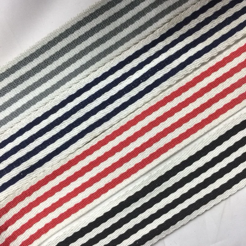 1.5inch width 1.5mm thickness multi color cotton strip ribbon for bag strap