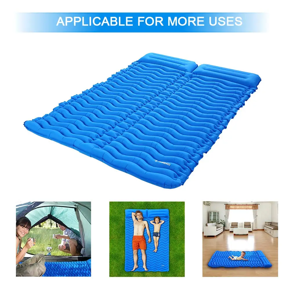 2 Person Outdoor Hiking Light Inflatable Double Camping Air Sleeping Pad Self-Inflating Mat