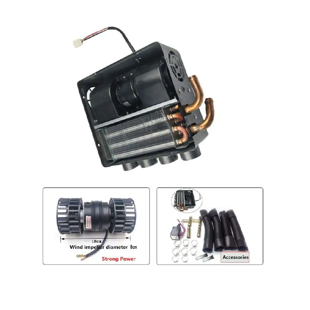 
12V Auto 4 Port Underdash Compact Heater Kit 12X Copper Tube+Speed Switch Set for Truck Universal Trucks Minivans Excavators Har 