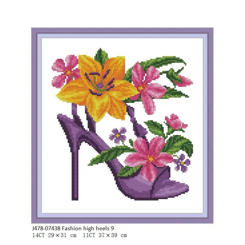 NKF Fashion high heels cross stitch shoes pattern aida cloth cotton dmc thread cross stitch kit
