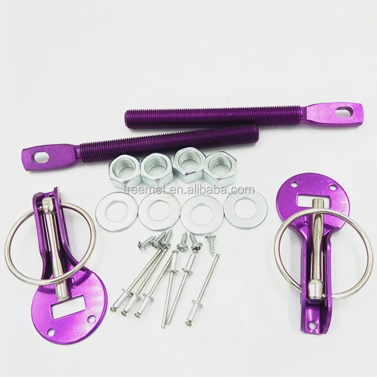 Racing Aluminum Bonnet Hood Pin Lock Kit Down Hood Locks Pins