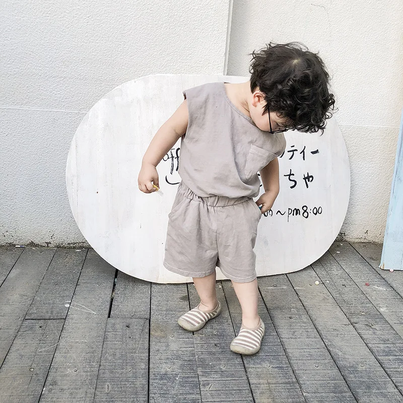2020, детская одежда, детские однотонные комплекты, футболка без рукавов и шорты, костюм из чистого хлопка