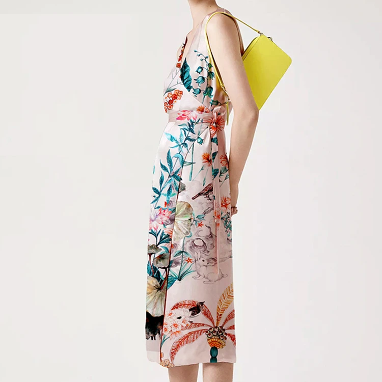 
Stylish Luxurious Style Printed 100% Silk Satin Woman Dress Clothes Fabric 