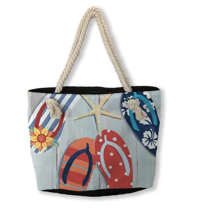 palms printing shopping bag canvas tote custom ladies hand beach summer bags